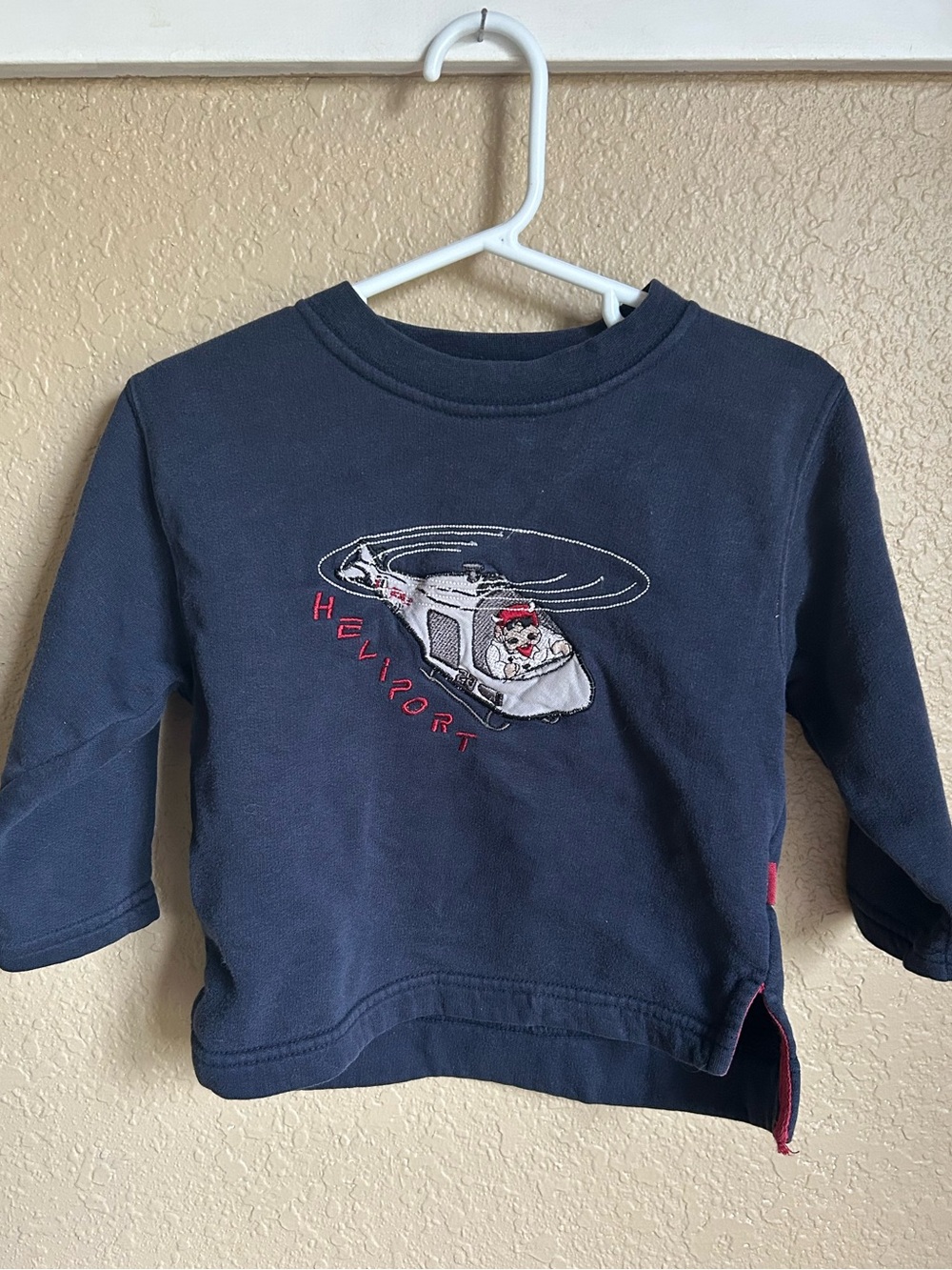 Vintage H&M Navy Long-Sleeve Top with Helicopter Patch